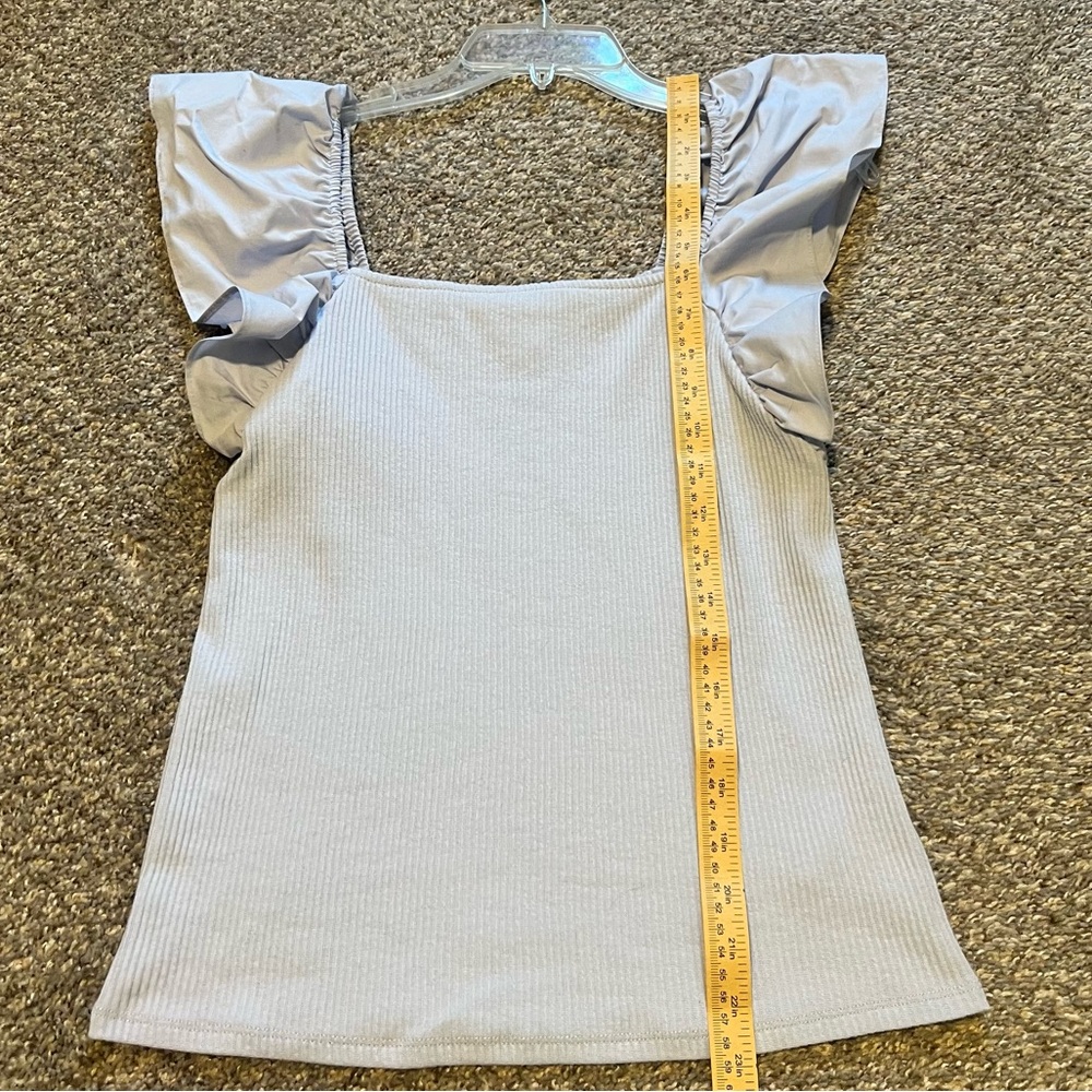 Light Perwinkle Ruffle Sleeve Blouse - Picture 5 of 7